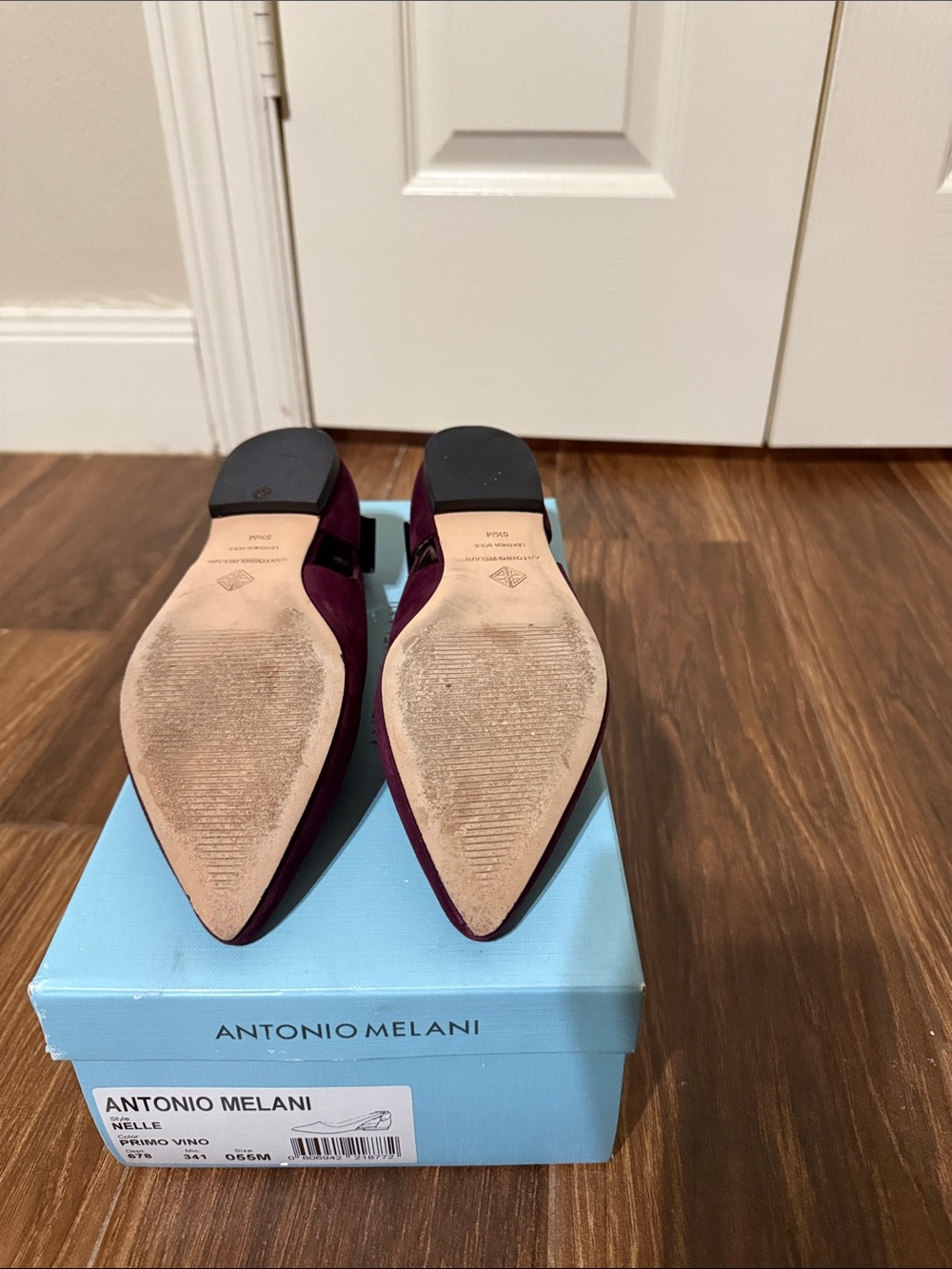 ANTONIO MELANI Plum Suede Pointed Slingback Flats - Picture 6 of 6